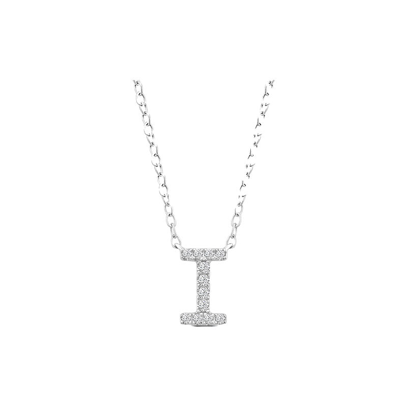 Diamond Initial Necklace - White Gold