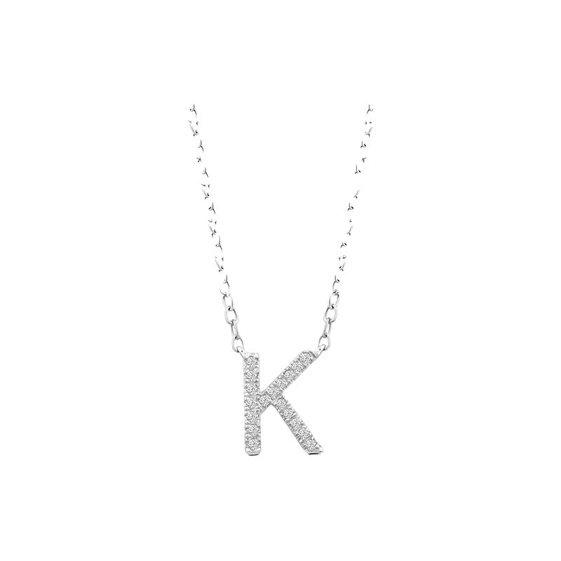 Diamond Initial Necklace - White Gold