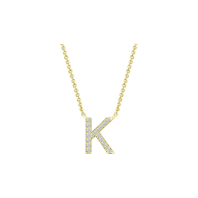 Diamond Initial Necklace - Yellow Gold