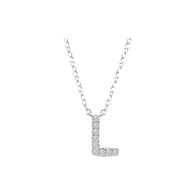 Diamond Initial Necklace - White Gold