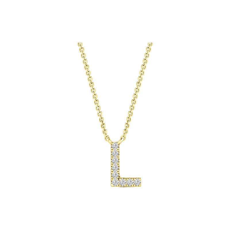 Diamond Initial Necklace - Yellow Gold