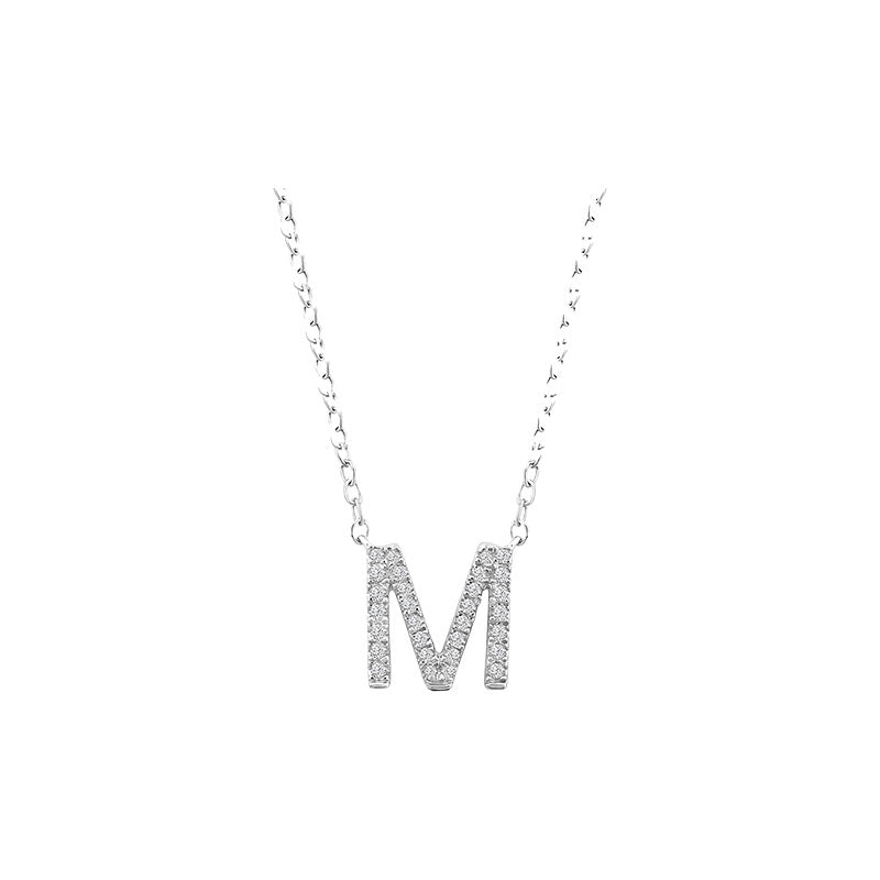 Diamond Initial Necklace - White Gold