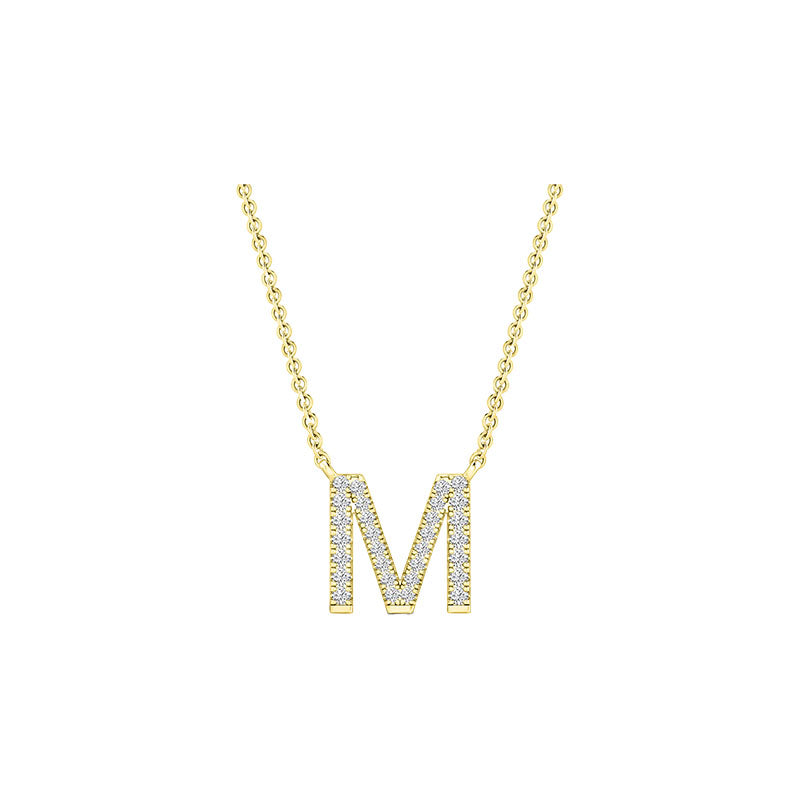 Diamond Initial Necklace - Yellow Gold