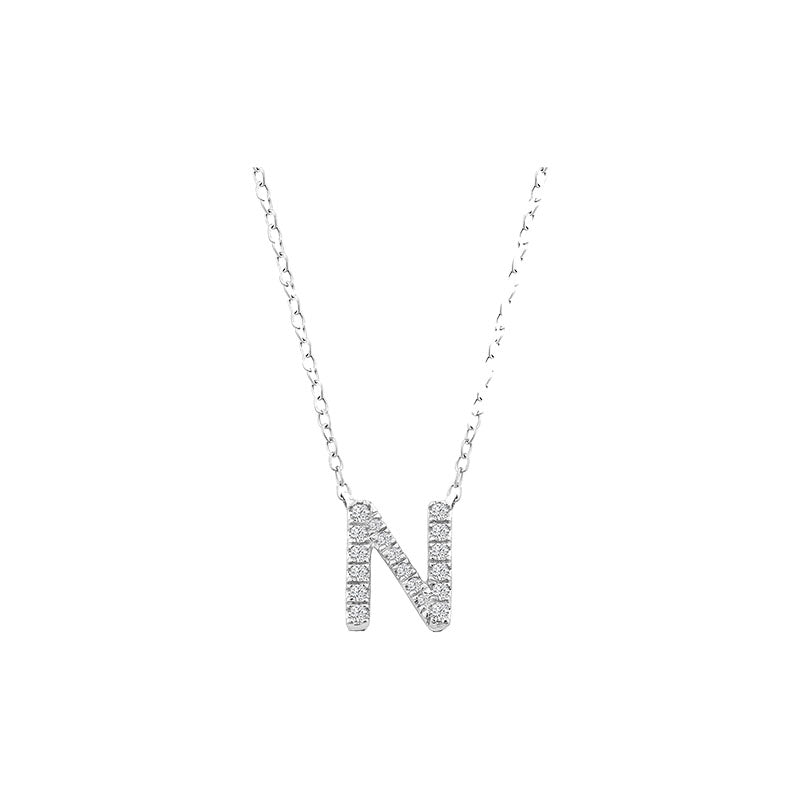 Diamond Initial Necklace - White Gold