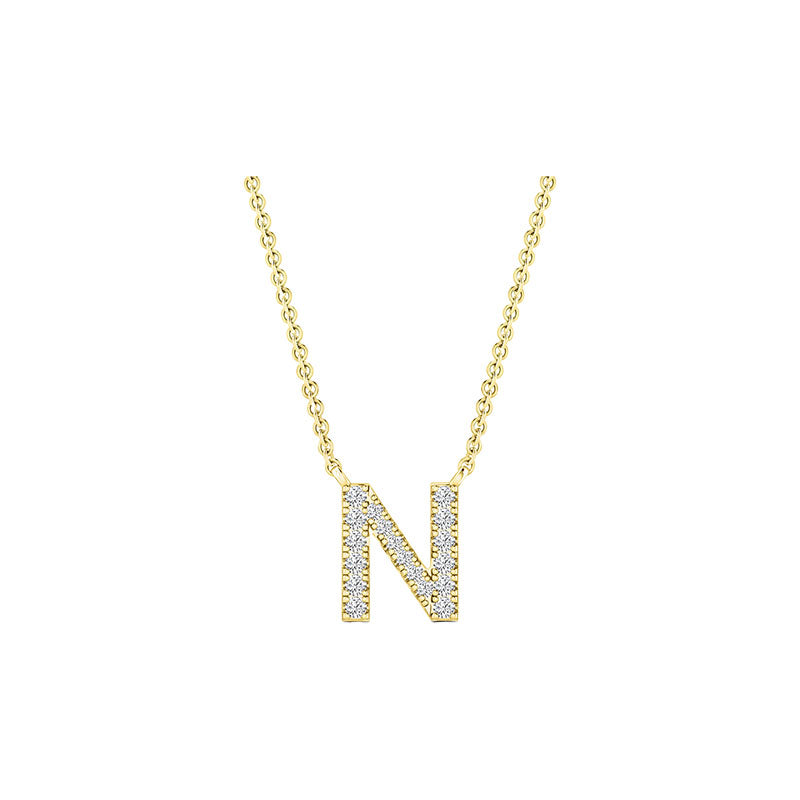 Diamond Initial Necklace - Yellow Gold