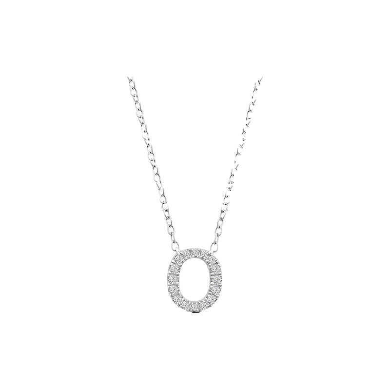 Diamond Initial Necklace - White Gold