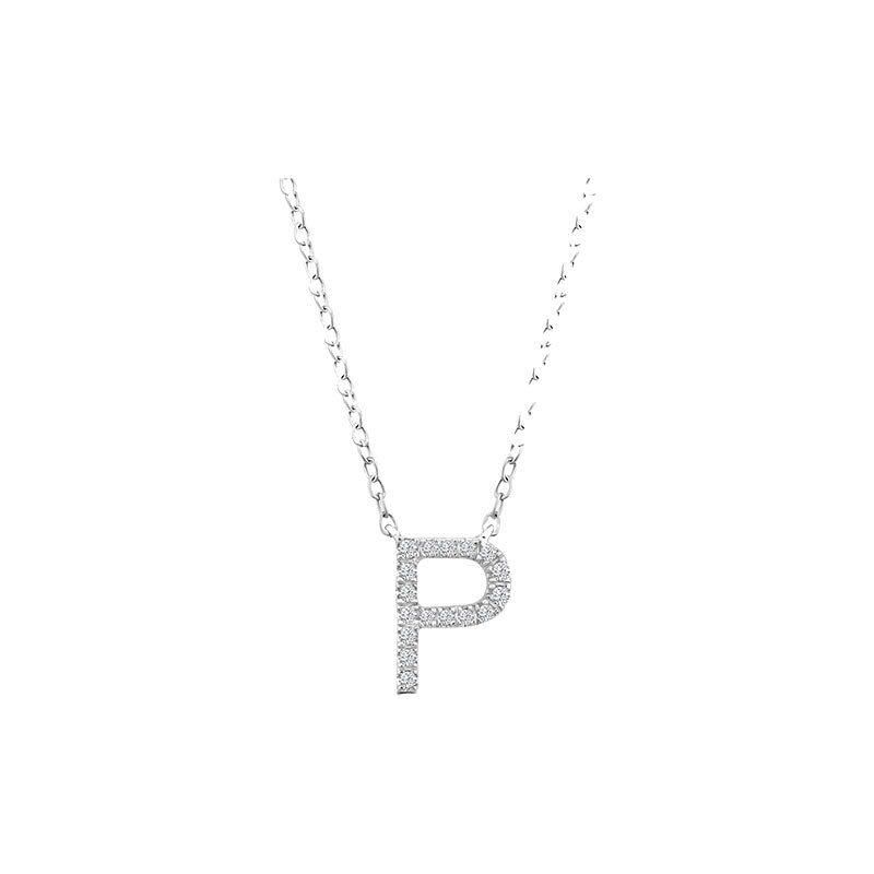 Diamond Initial Necklace - White Gold