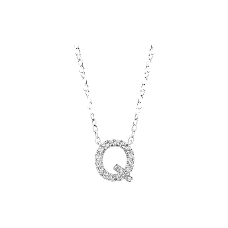 Diamond Initial Necklace - White Gold