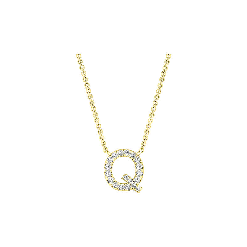 Diamond Initial Necklace - Yellow Gold