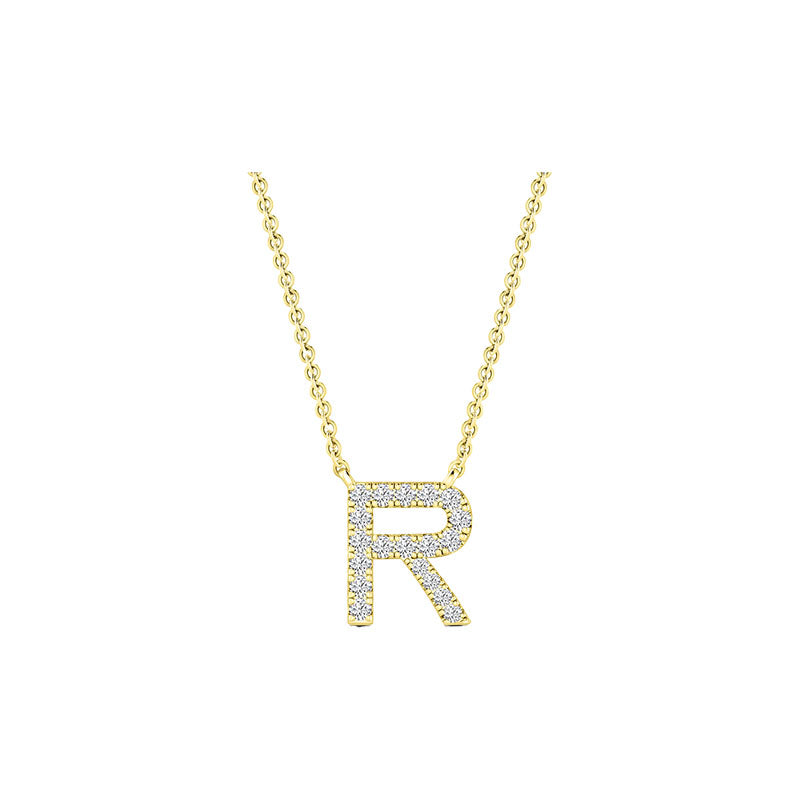 Diamond Initial Necklace - Yellow Gold