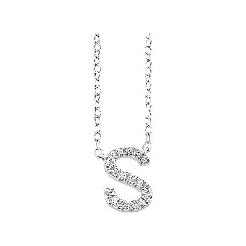 Diamond Initial Necklace - White Gold