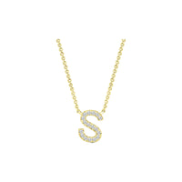 Diamond Initial Necklace - Yellow Gold