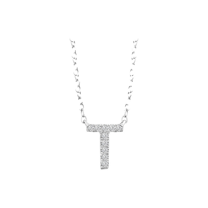 Diamond Initial Necklace - White Gold