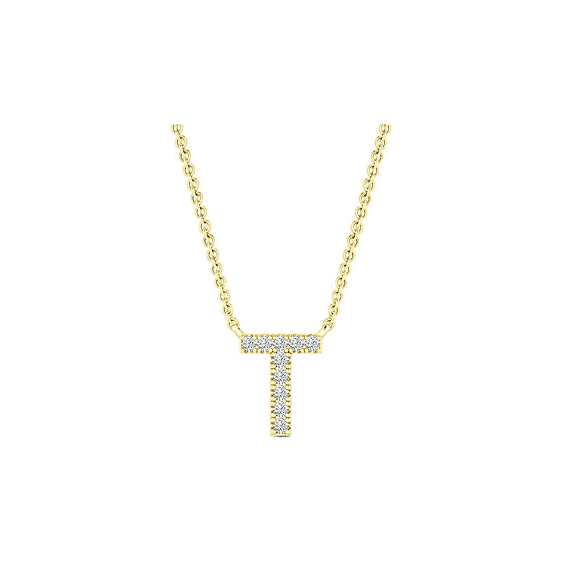 Diamond Initial Necklace - Yellow Gold