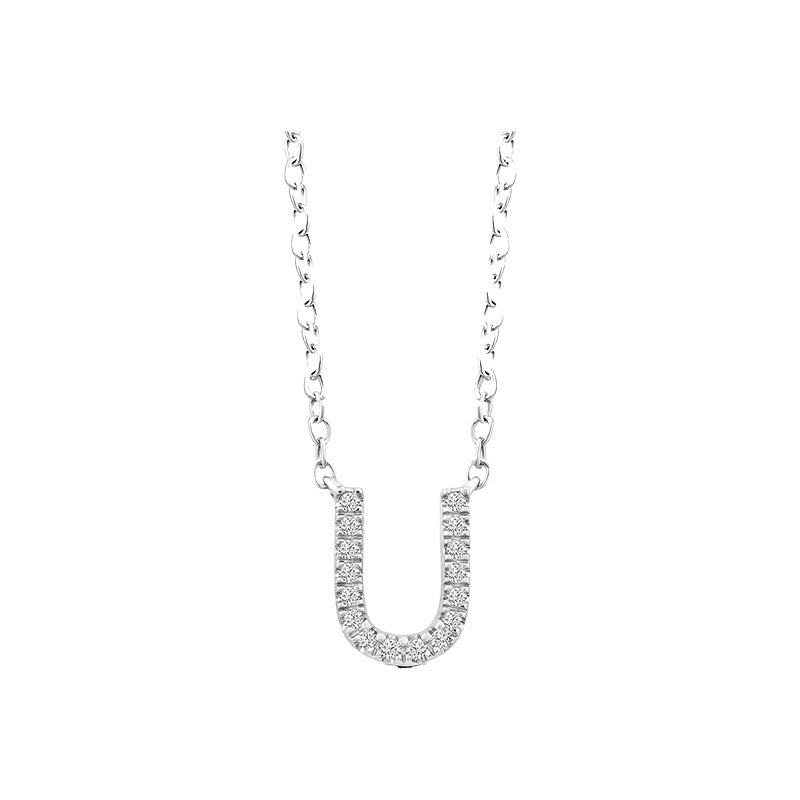 Diamond Initial Necklace - White Gold