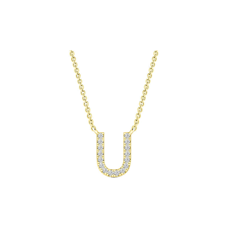 Diamond Initial Necklace - Yellow Gold