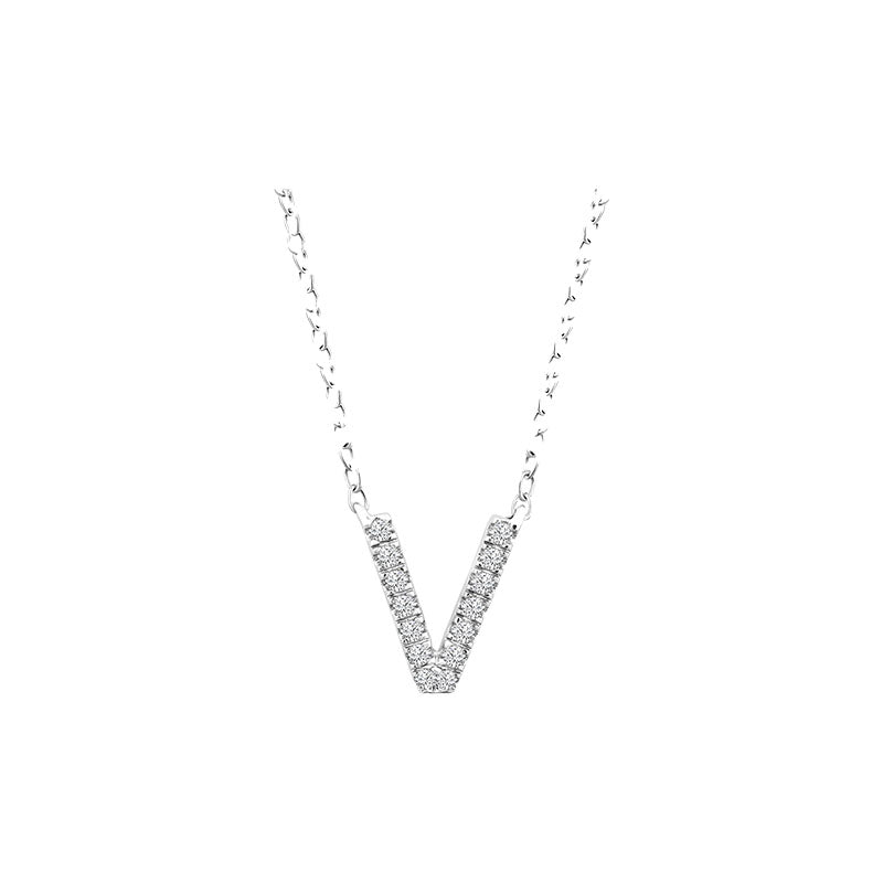 Diamond Initial Necklace - White Gold