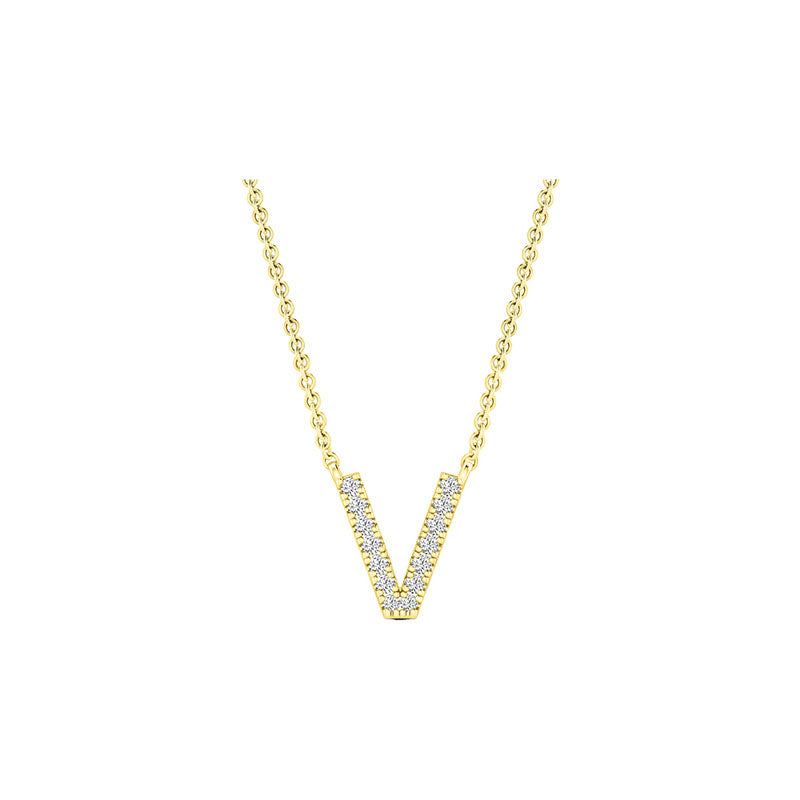 Diamond Initial Necklace - Yellow Gold