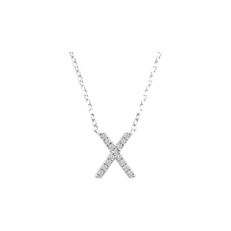 Diamond Initial Necklace - White Gold