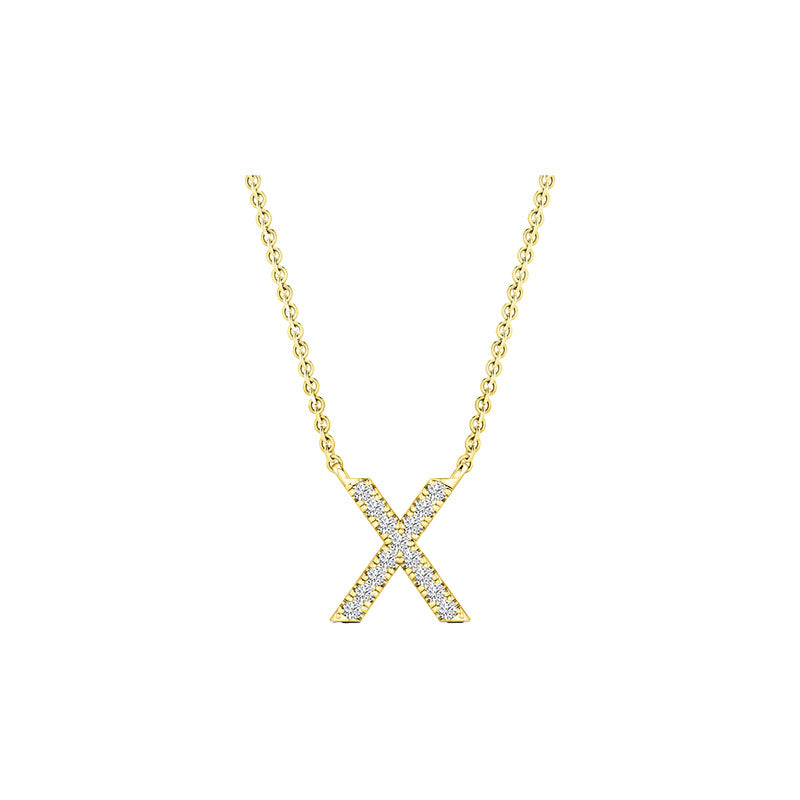 Diamond Initial Necklace - Yellow Gold