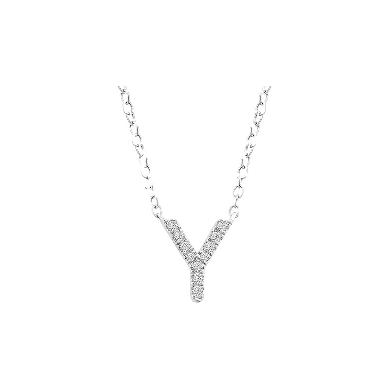 Diamond Initial Necklace - White Gold