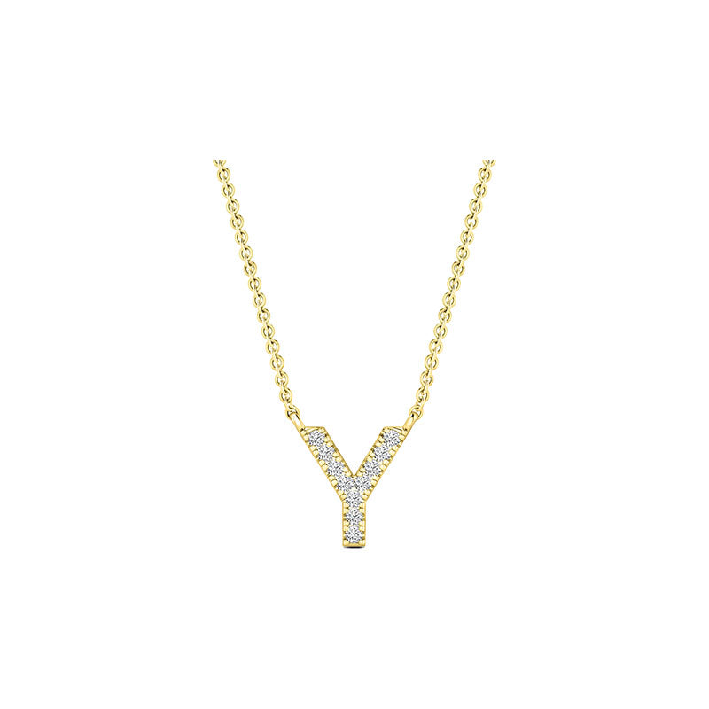 Diamond Initial Necklace - Yellow Gold