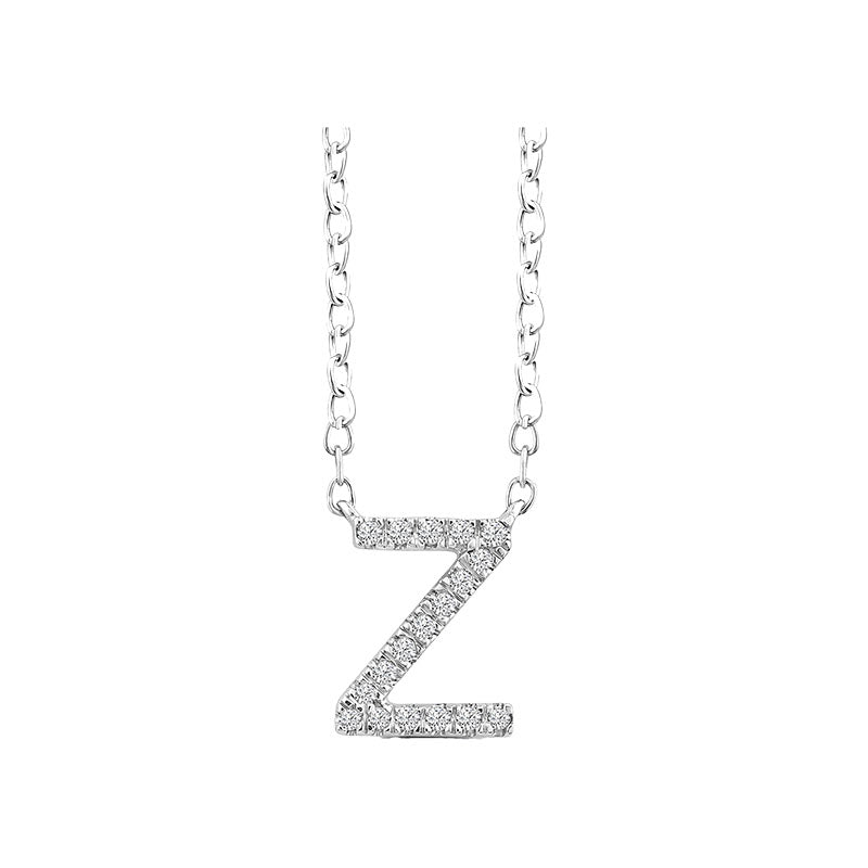 Diamond Initial Necklace - White Gold