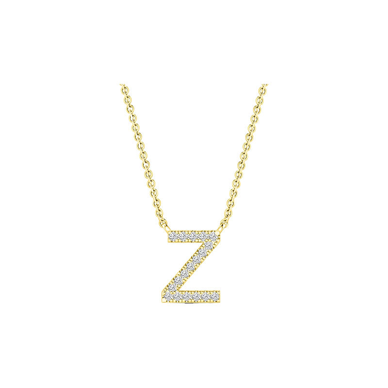 Diamond Initial Necklace - Yellow Gold