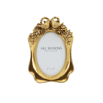 Gold Oval 2 Birds Photo Frame