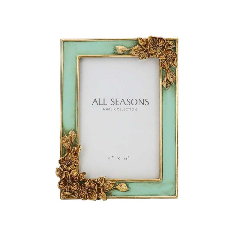 Green and Gold Floral Photo Frame