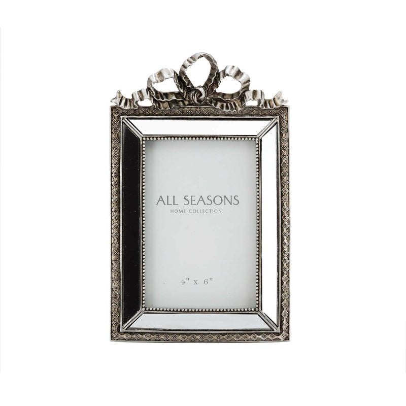 Silver Rectangle Bow Photo Frame