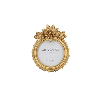 Gold Round Floral Photo Frame