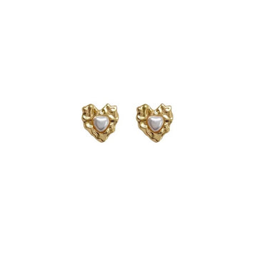 Pearly Heart Stud Earrings