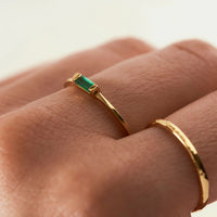 Green Onyx Baguette Ring