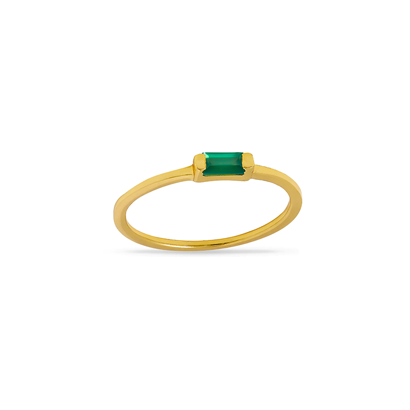 Green Onyx Baguette Ring