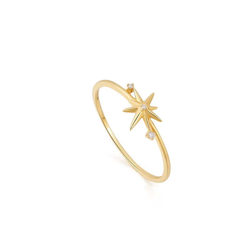 Ania Haie 14kt Gold Star Diamond Ring