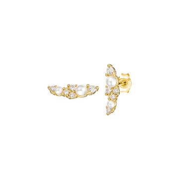 Pearl and Crystal Crawler Earrings