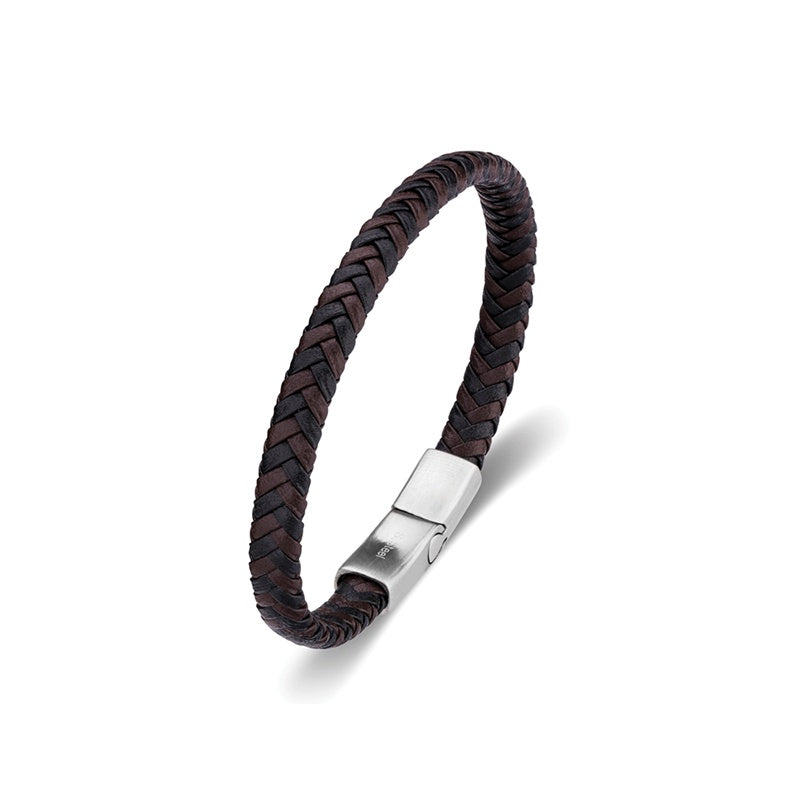 Mens Leather Braided Bracelet - Multi