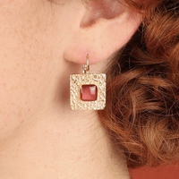 Olive Square Amber Resin Earrings