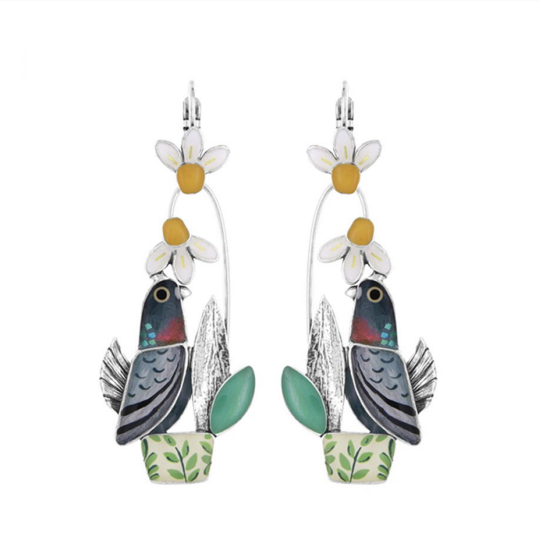 Le Facteur Perched Bird Drop Earrings