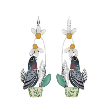 Le Facteur Perched Bird Drop Earrings