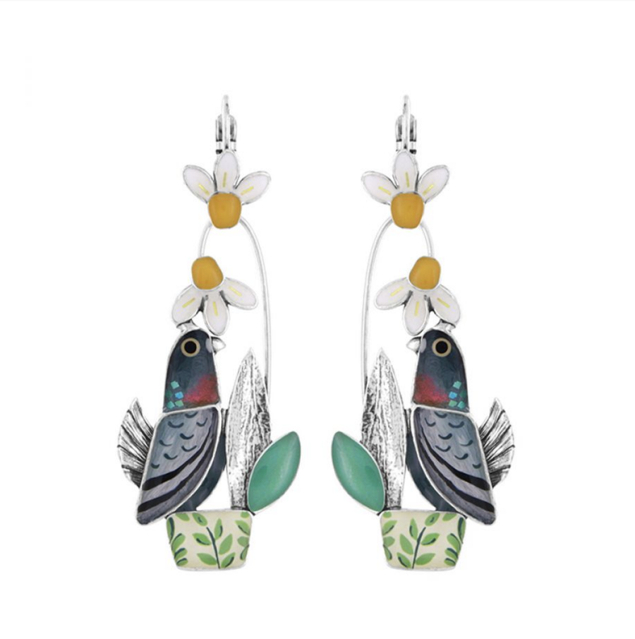 Le Facteur Perched Bird Drop Earrings