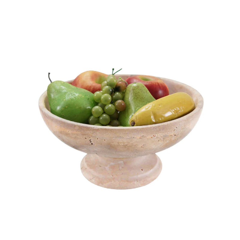 Short Travertine Pedestal Bowl