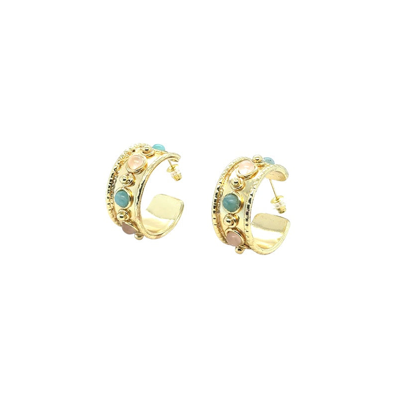Amara Amazonite and Rose Quartz Hoop Earrings