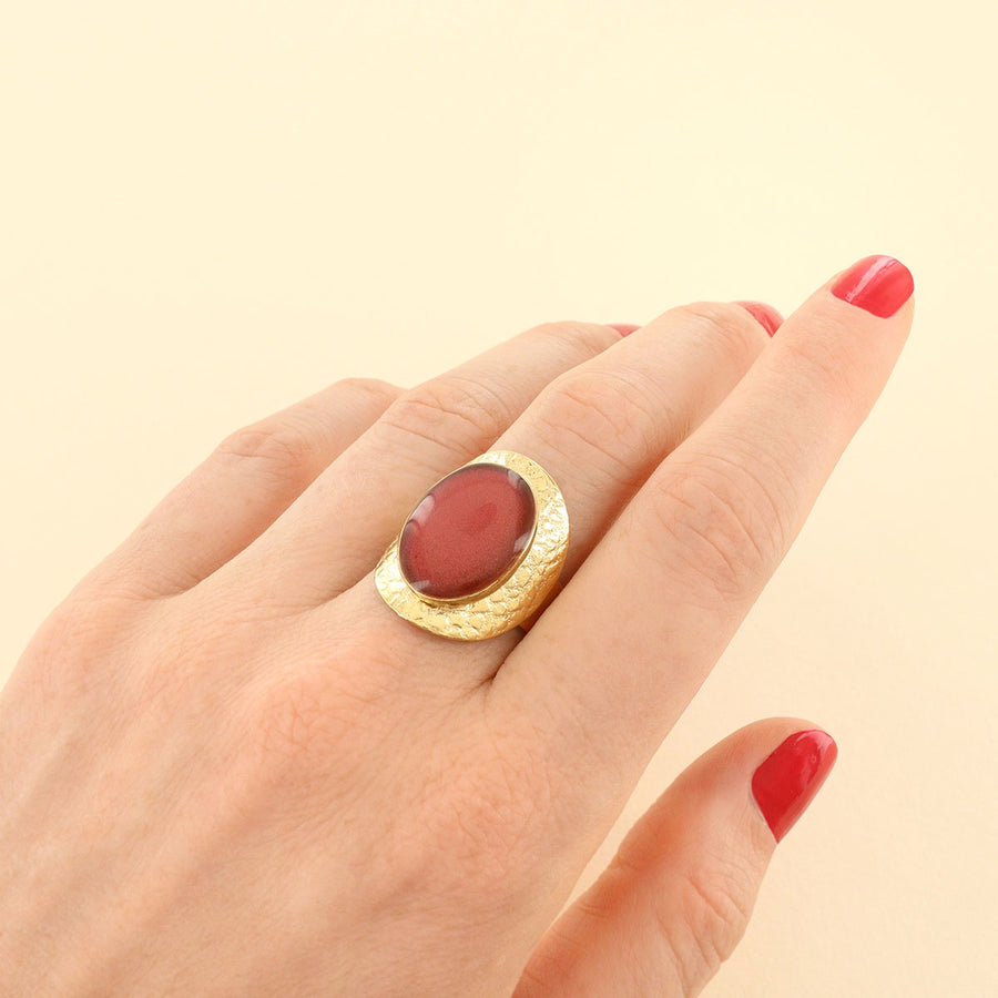 Olive Amber Resin Ring