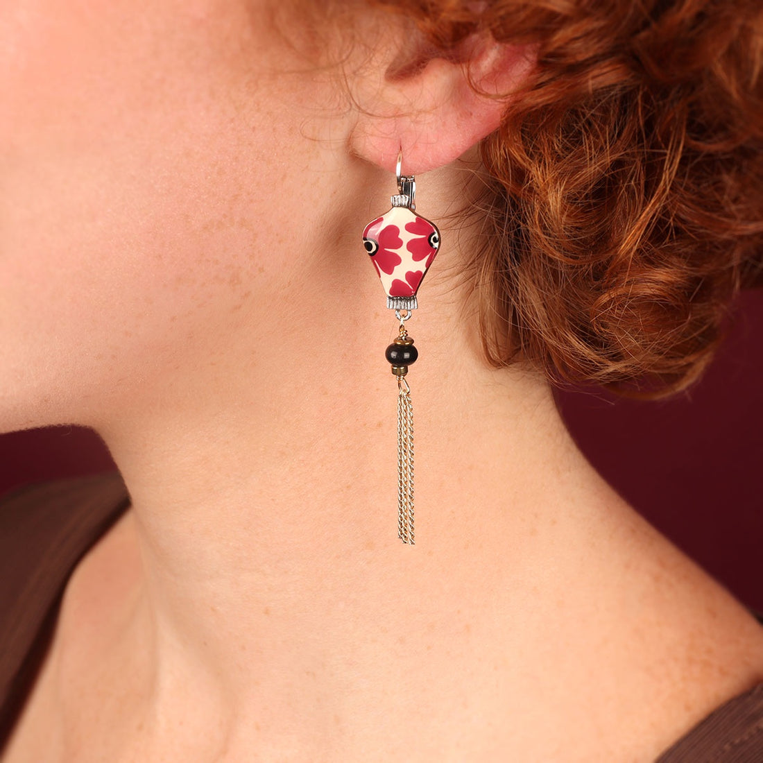 Etincelle Red Daisy Lantern Earrings