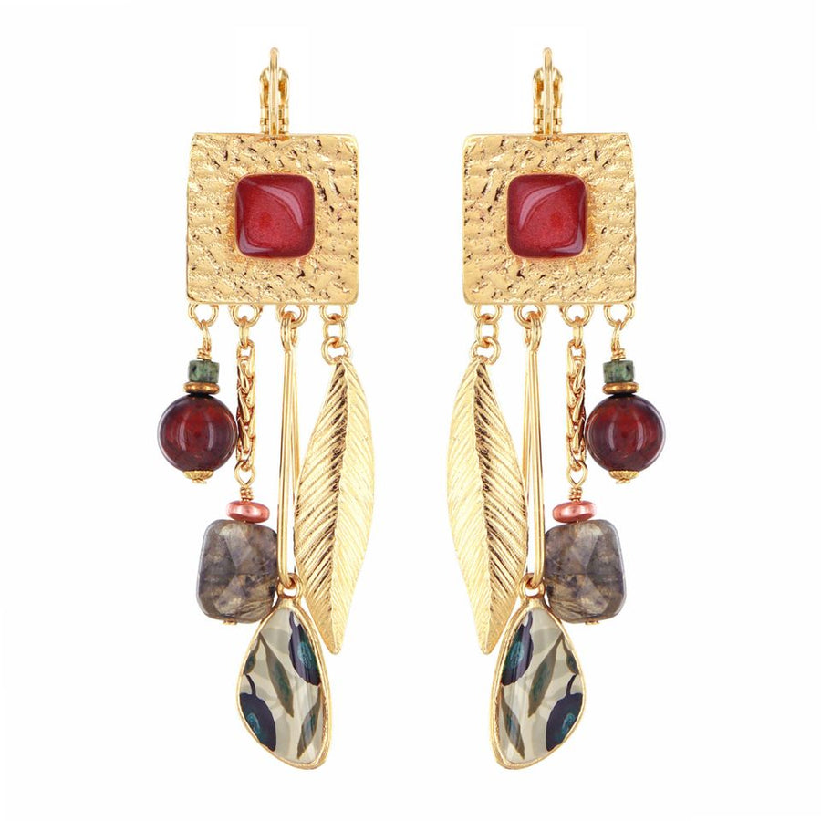 Olive Square Drop Earrings