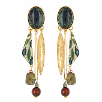Olive Stone Drop Earrings