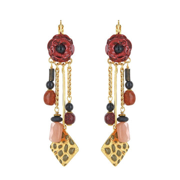 Carmen Flower & Gold Tri Earrings