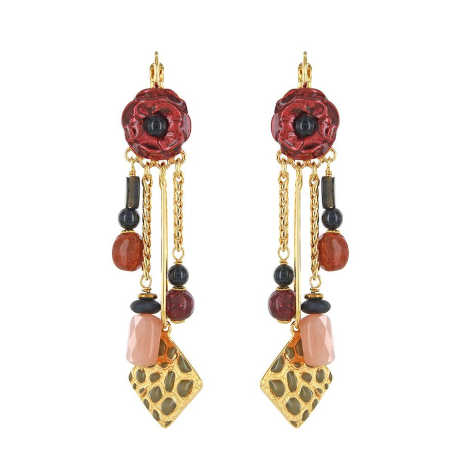 Carmen Flower & Gold Tri Earrings